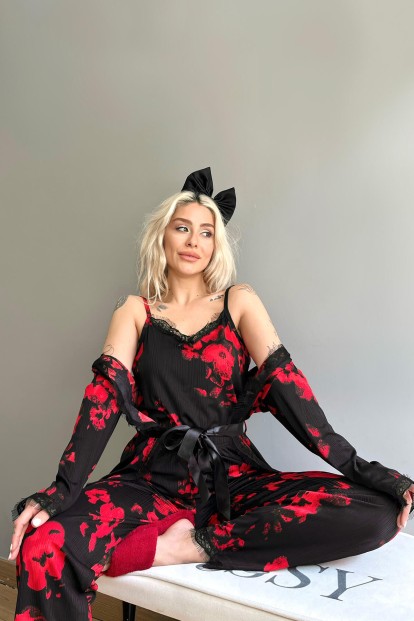 Abstract Desenli Sabahlıklı Pegasus Pijama Takımı - 3