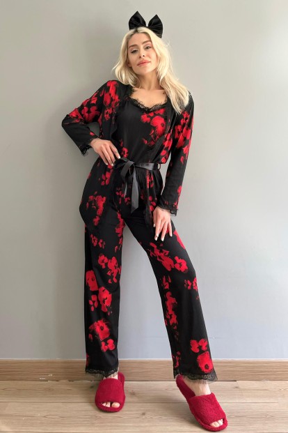 Abstract Desenli Sabahlıklı Pegasus Pijama Takımı - 5
