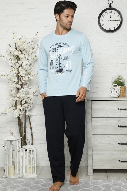 Adventure Baskılı Uzun Kollu Erkek Pijama Takımı - 2