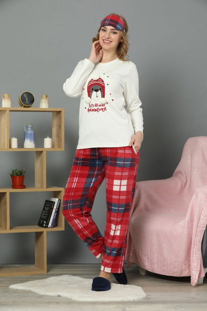 Adventure Desenli Sabahlıklı Peluş Pijama Takımı - 2