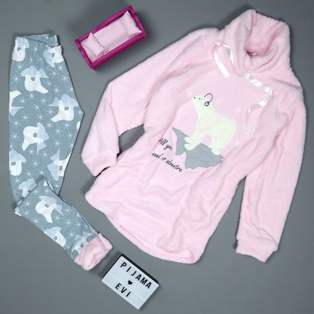 Adventure Desenli Tam Peluş Pijama Takımı - 2