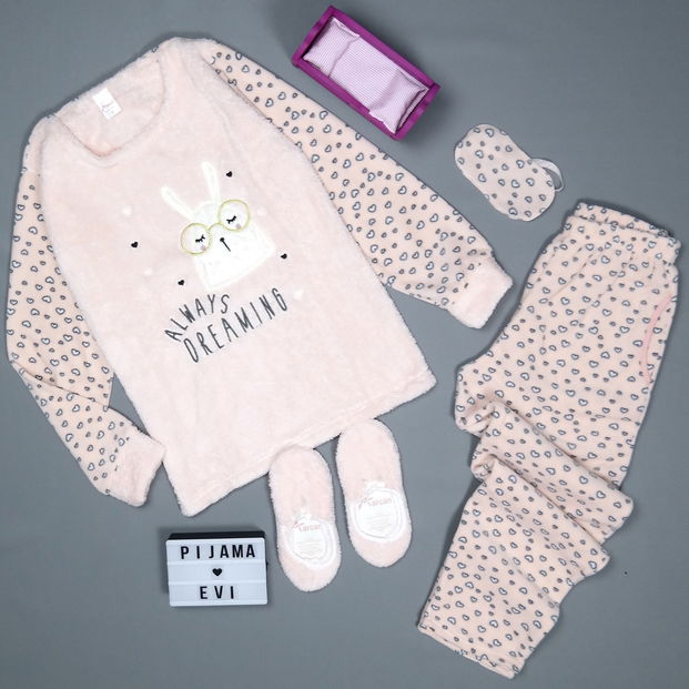Always Dreaming Desenli Kadın Peluş Pijama Takımı - 2