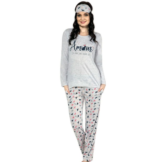 Amour Desenli Uzun Kollu Bayan Pijama Takımı - 1