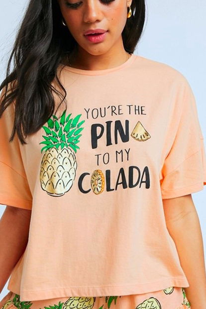 Ananas Desenli Kadın Şortlu Pijama Takımı - 2