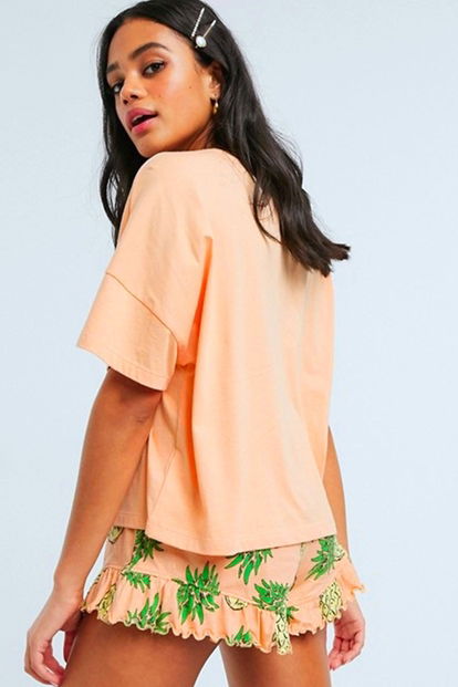Ananas Desenli Kadın Şortlu Pijama Takımı - 3
