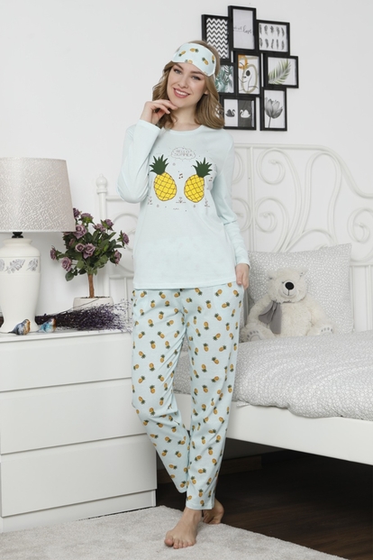 Ananas Desenli Uzun Kollu Kadın Pijama Takımı - 2