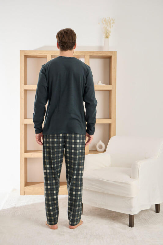Antrasit Siyah Ekose Desenli Elegant Erkek Pijama Takımı - Pijamaevi (2)