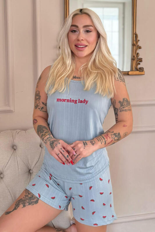 Aqua Morning Lady Desenli Şortlu Marlenka Kadın Pijama Takımı - Pijamaevi