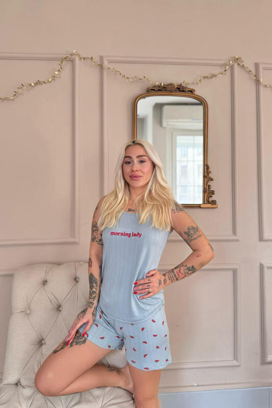 Aqua Morning Lady Desenli Şortlu Marlenka Kadın Pijama Takımı - Pijamaevi (2)