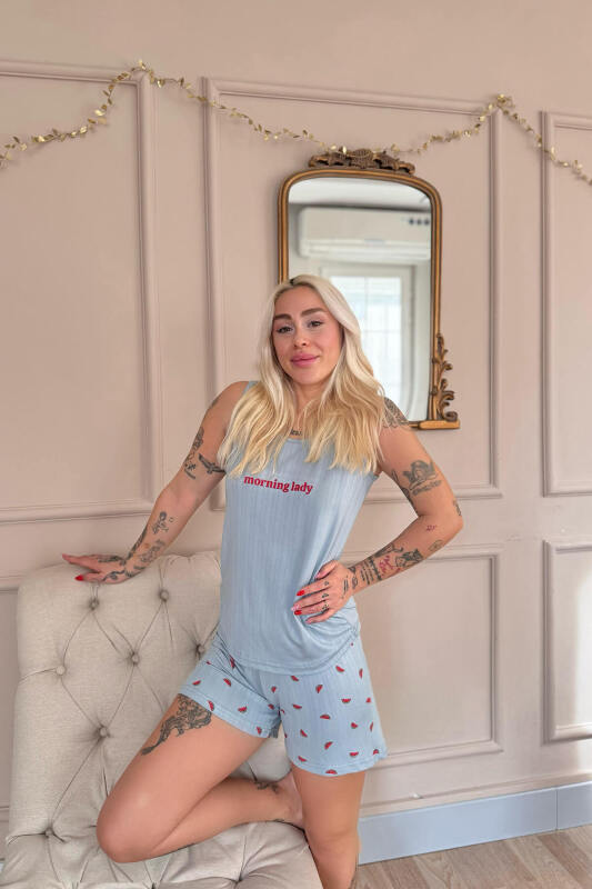 Aqua Morning Lady Desenli Şortlu Marlenka Kadın Pijama Takımı - Pijamaevi (3)