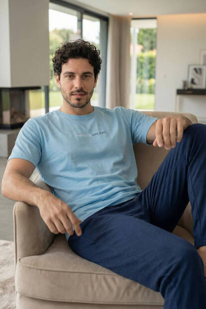 Arctic Blue Dreams Baskılı Kısa Kollu Cotton Erkek Pijama Takımı - 3