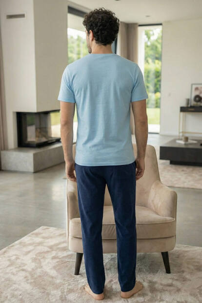 Arctic Blue Dreams Baskılı Kısa Kollu Cotton Erkek Pijama Takımı - 8