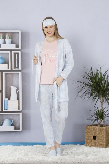 Autumn Desenli Sabahlıklı Pijama Takımı - 1