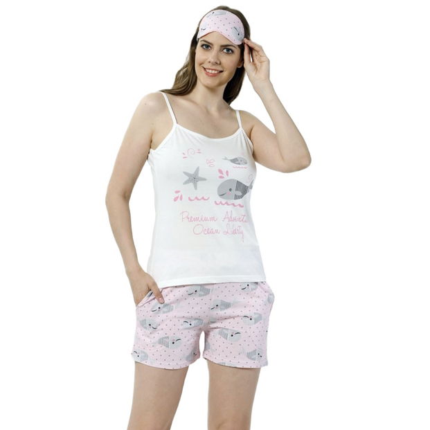 Balık Desenli Şortlu Sabahlıklı Pijama Takımı - 2