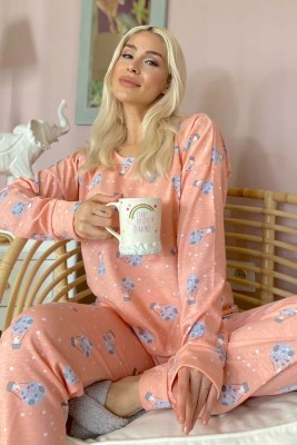 Balloon Bunny Baskılı Uzun Kol Kadın Pijama Takımı - 1