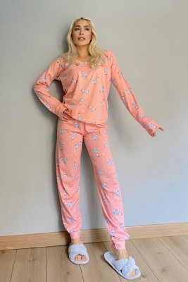 Balloon Bunny Baskılı Uzun Kol Kadın Pijama Takımı - 4