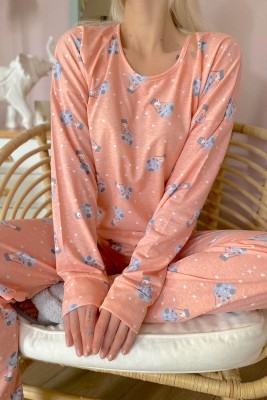 Balloon Bunny Baskılı Uzun Kol Kadın Pijama Takımı - 5