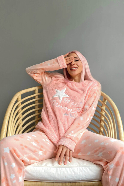 Be a Dreamer Desenli Kadın Peluş Pijama Takımı - 3