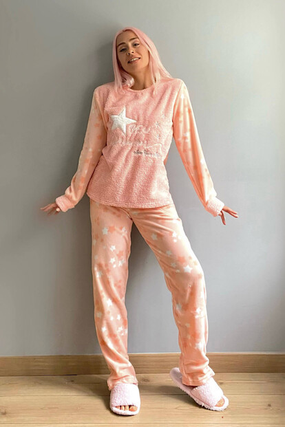 Be a Dreamer Desenli Kadın Peluş Pijama Takımı - 4