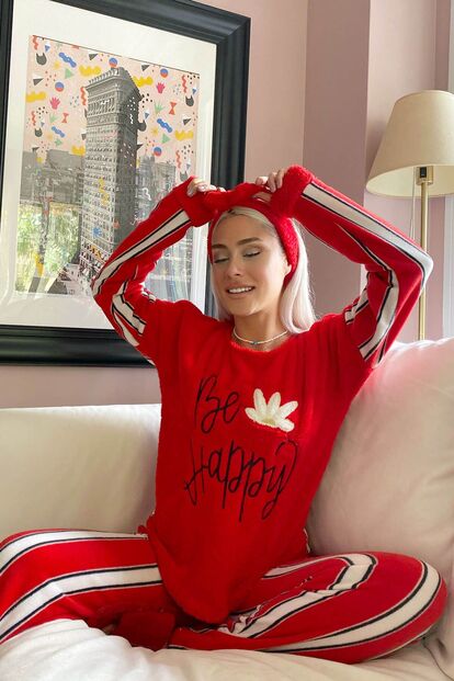 Be Happy Desenli Kadın Peluş Polar Pijama Takımı - 3