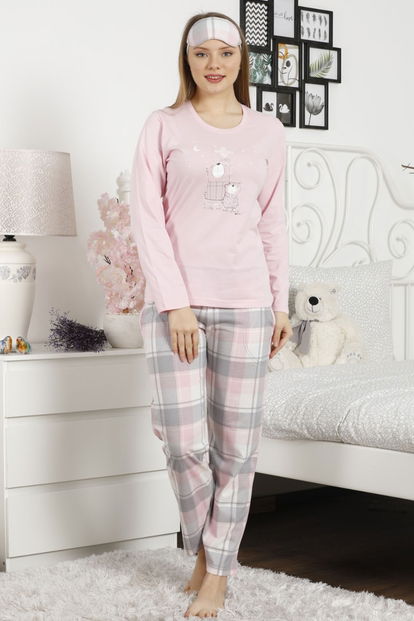 Bear Desenli Uzun Kollu Kadın Pijama Takımı - 2