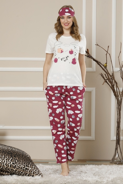 Best Day Ever Kırmızı Desenli Kısa Kollu Kadın Pijama Takımı - 2