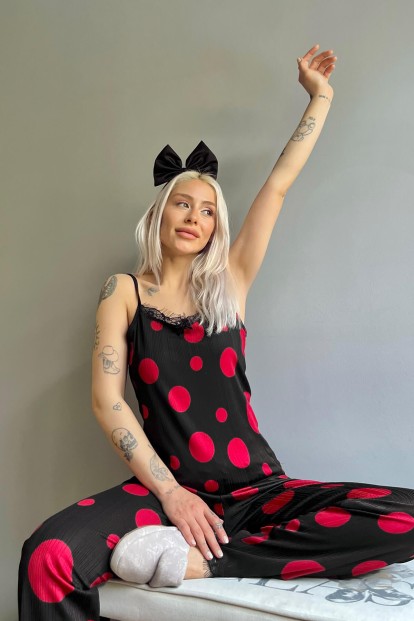 Big Red Point Dantelli İp Askılı Örme Kadın Pijama Takımı - 2