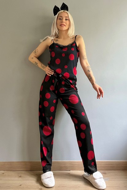 Big Red Point Dantelli İp Askılı Örme Kadın Pijama Takımı - 4