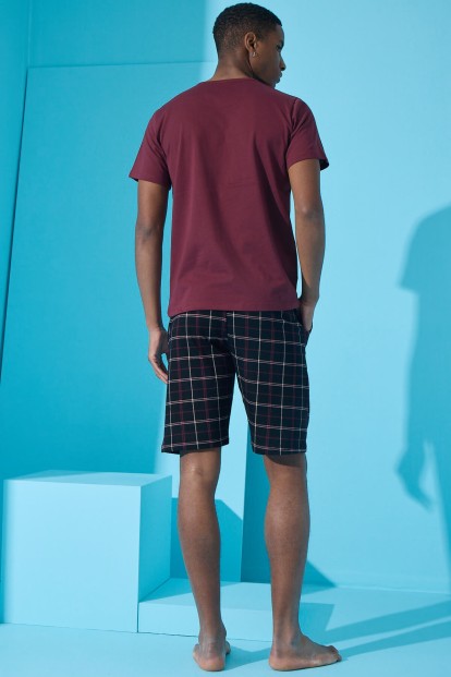 Bordo Better Baskılı Şortlu Erkek Pijama Takımı - 5