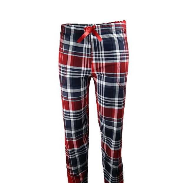 Bordo Kırmızı Kare Desenli Bayan Tek Alt Pijama - 1