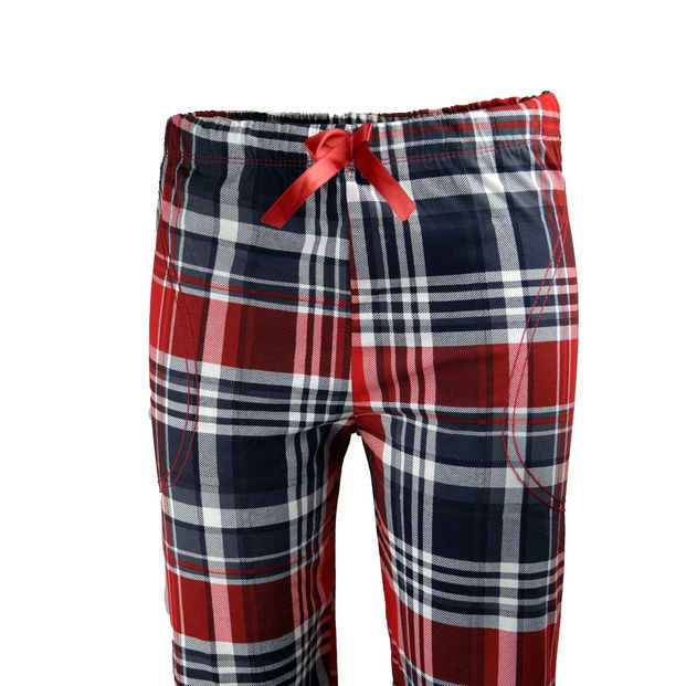 Bordo Kırmızı Kare Desenli Bayan Tek Alt Pijama - 2