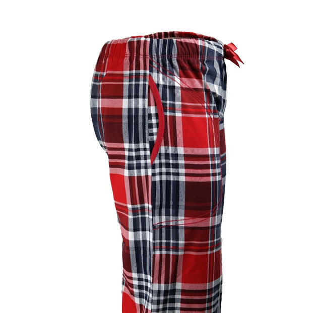 Bordo Kırmızı Kare Desenli Bayan Tek Alt Pijama - 3
