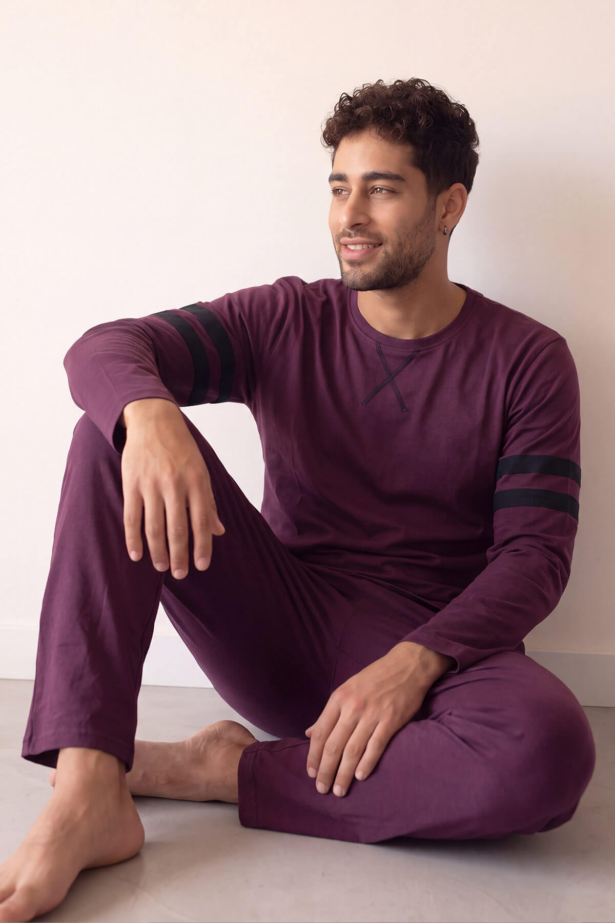 Bordo Line Desenli Stylish Erkek Uzun Kol Pijama Takımı - Pijamaevi (3)