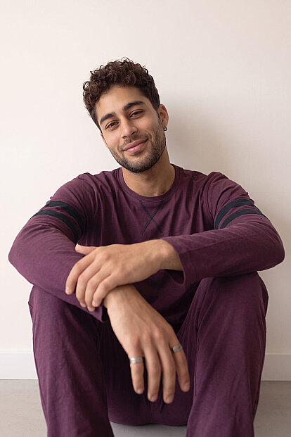 Bordo Line Desenli Stylish Erkek Uzun Kol Pijama Takımı - 5