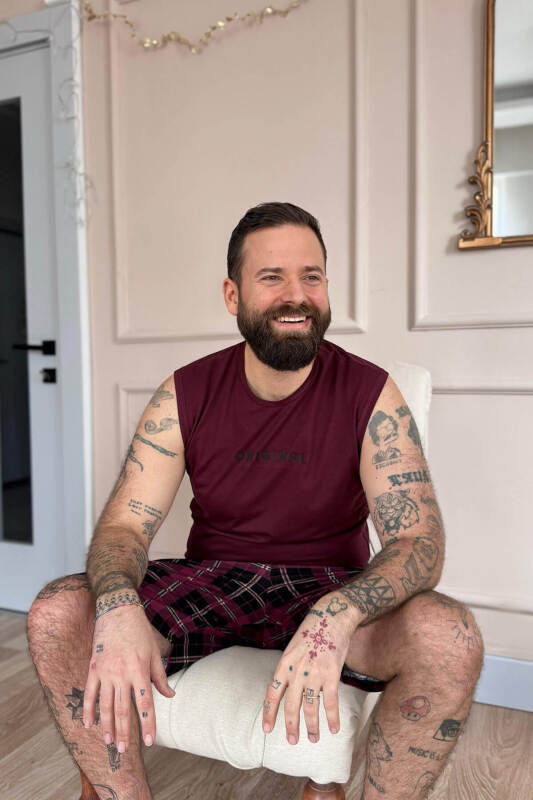 Bordo Original Baskılı Sıfır Kol Şortlu Erkek Pijama Takımı - Pijamaevi (2)