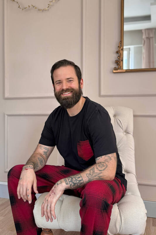 Bordo Siyah Ekose Cep Detay Kısa Kollu Erkek Pijama Takımı - Pijamaevi (1)