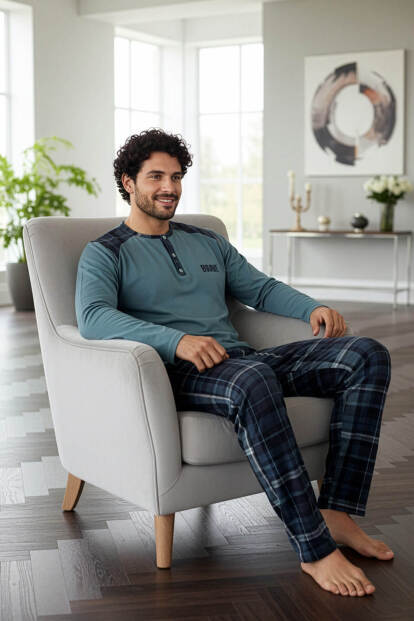 Brave Stylish Erkek Uzun Kol Pijama Takımı - 3