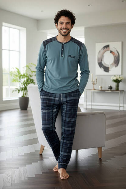 Brave Stylish Erkek Uzun Kol Pijama Takımı - 4