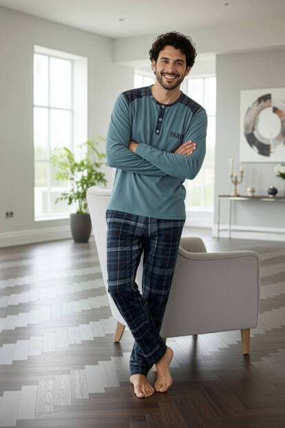 Brave Stylish Erkek Uzun Kol Pijama Takımı - 5