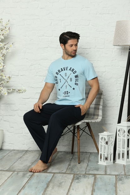 Brave Wild Baskılı Kısa Kollu Erkek Pijama Takımı - 1