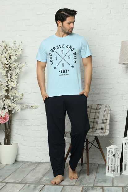 Brave Wild Baskılı Kısa Kollu Erkek Pijama Takımı - 2