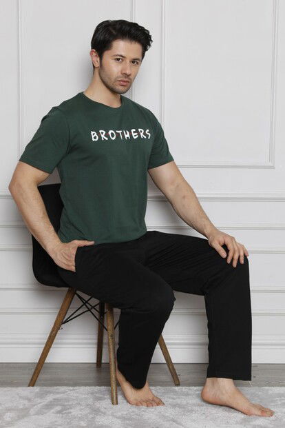 Brothers Baskılı Kısa Kollu Erkek Pijama Takımı - 1