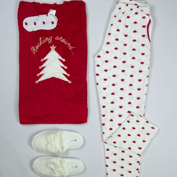Çam ağacı desenli Peluş Pijama Takımı - 2
