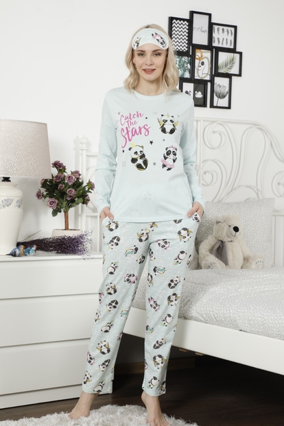 Catch Panda Desenli Uzun Kollu Kadın Pijama Takımı - 2