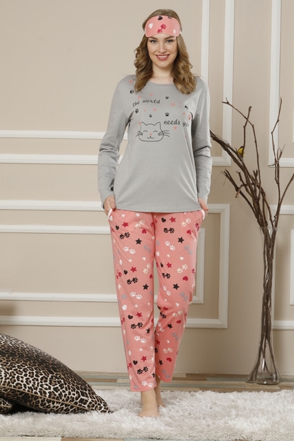 Cats Need Desenli Uzun Kollu Kadın Pijama Takımı - 2