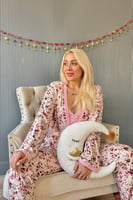 Açık Pembe Flore Exclusive Örme Sabahlıklı Kadın Pijama Takımı - Thumbnail