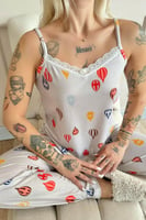 Aeronaut Dantelli Ip Askılı Örme Kadın Pijama Takımı - Thumbnail