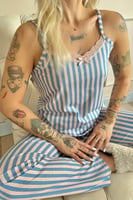 Brindle Dantelli Ip Askılı Örme Kadın Pijama Takımı - Thumbnail