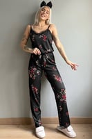 Bukle Dantelli İp Askılı Örme Kadın Pijama Takımı - Thumbnail