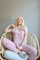 Cheesecake Kahve Baskılı Kısa Kollu Kadın Pijama Takımı - Thumbnail